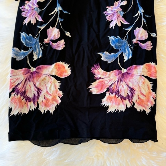 Vintage 2000s Roberto Cavalli Y2K floral print long sleeve dress jersey stretch - Picture 3 of 10